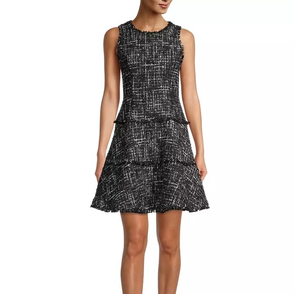 LIKELY Tweed Jewel Dress in Black and Blue Indigo Size 0 New w/ Tags - Picture 1 of 9